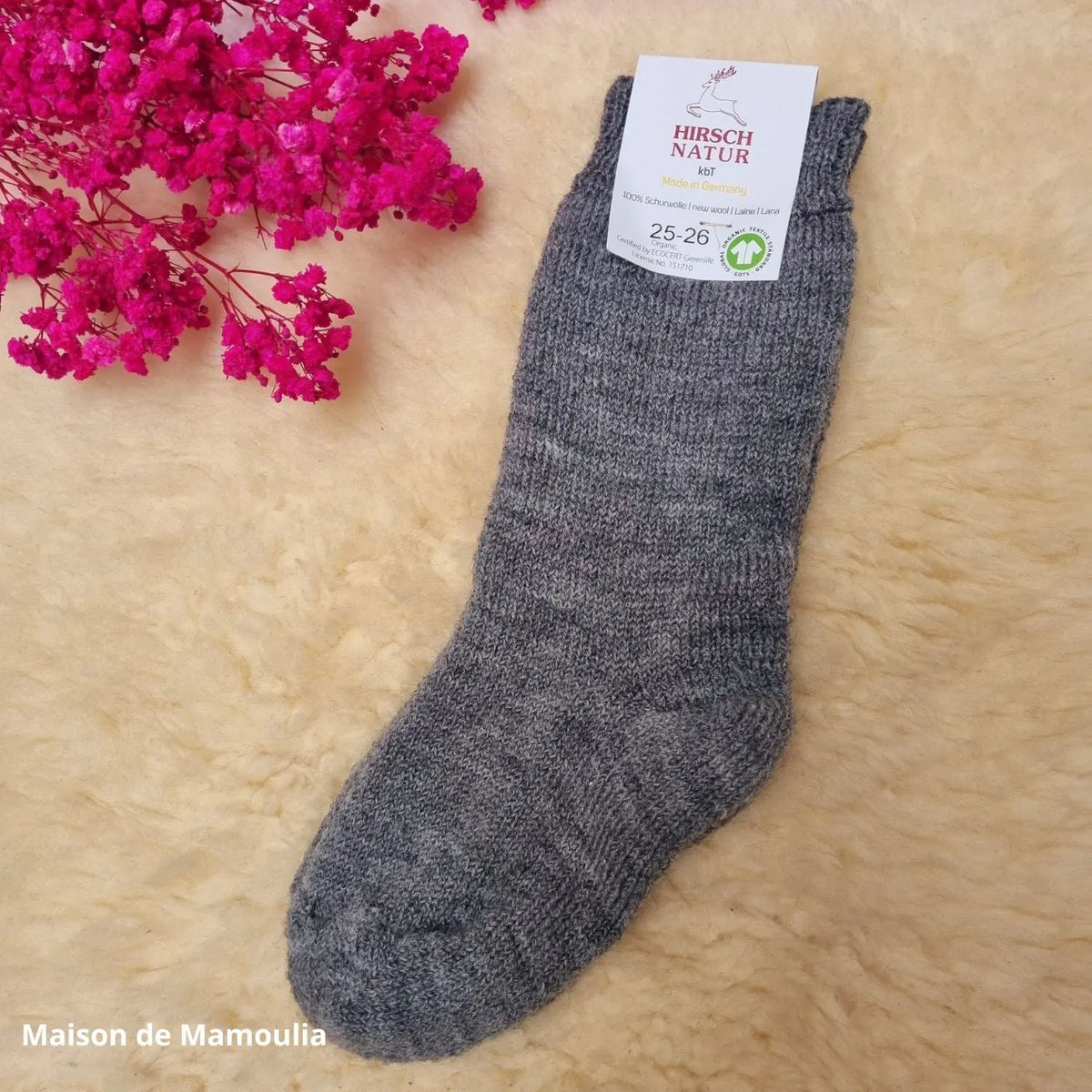 Hirsch Natur - Chaussettes épaisses "bouclette" enfant – 100 % laine