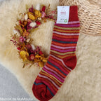 Hirsch Natur – Chaussettes Arc-en-ciel "bouclette" adulte – 100 % laine