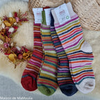 Hirsch Natur – Chaussettes Arc-en-ciel "bouclette" adulte – 100 % laine