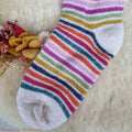 Hirsch Natur – Chaussettes Arc-en-ciel "bouclette" adulte – 100 % laine
