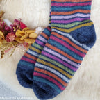 Hirsch Natur – Chaussettes Arc-en-ciel "bouclette" adulte – 100 % laine
