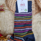 Hirsch Natur – Chaussettes Arc-en-ciel "bouclette" adulte – 100 % laine