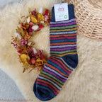 Hirsch Natur – Chaussettes Arc-en-ciel "bouclette" adulte – 100 % laine