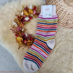 Hirsch Natur – Chaussettes Arc-en-ciel "bouclette" adulte – 100 % laine