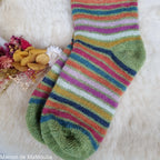 Hirsch Natur – Chaussettes Arc-en-ciel "bouclette" adulte – 100 % laine