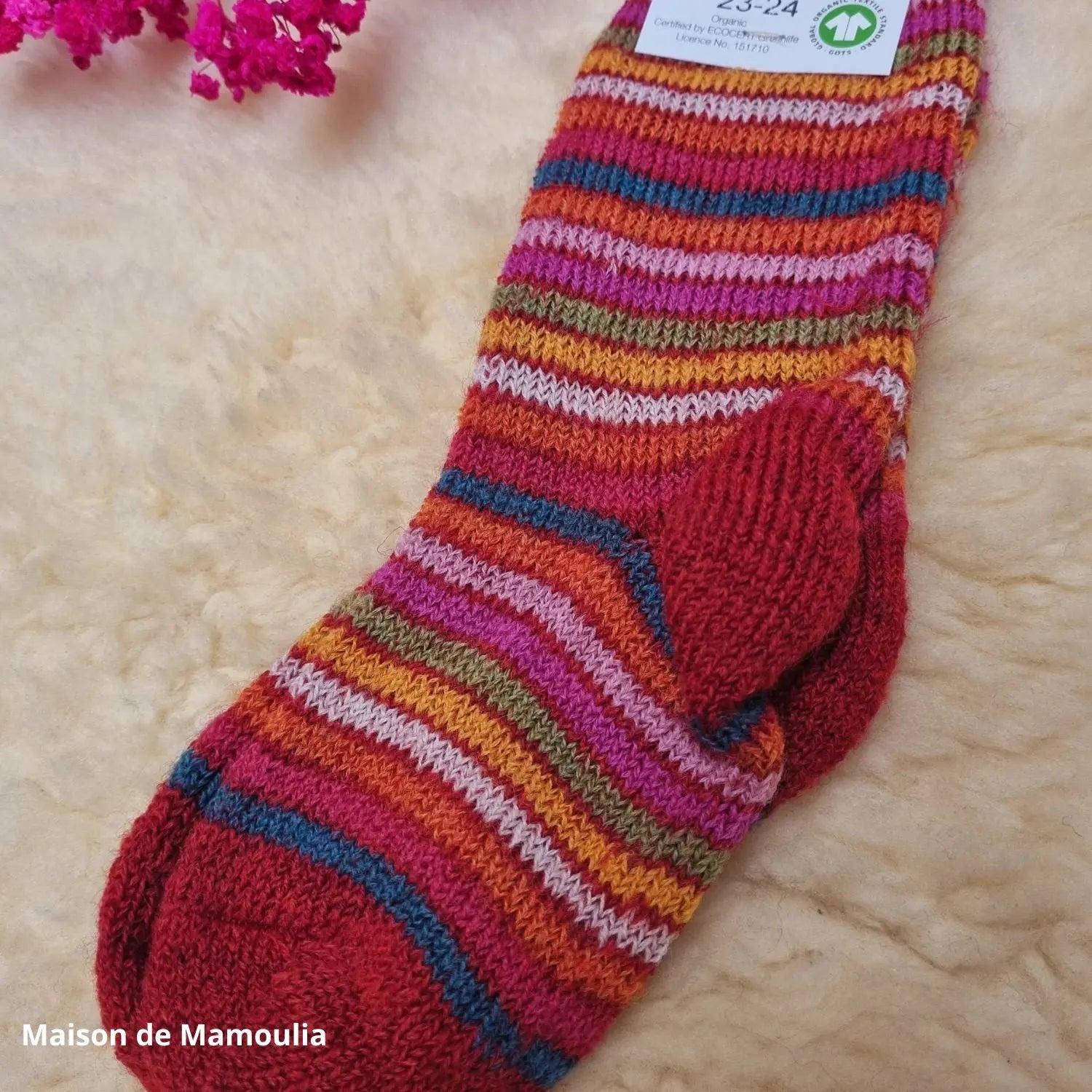 Hirsch Natur - Chaussettes Arc-en-ciel "bouclette" enfant – 100 % laine
