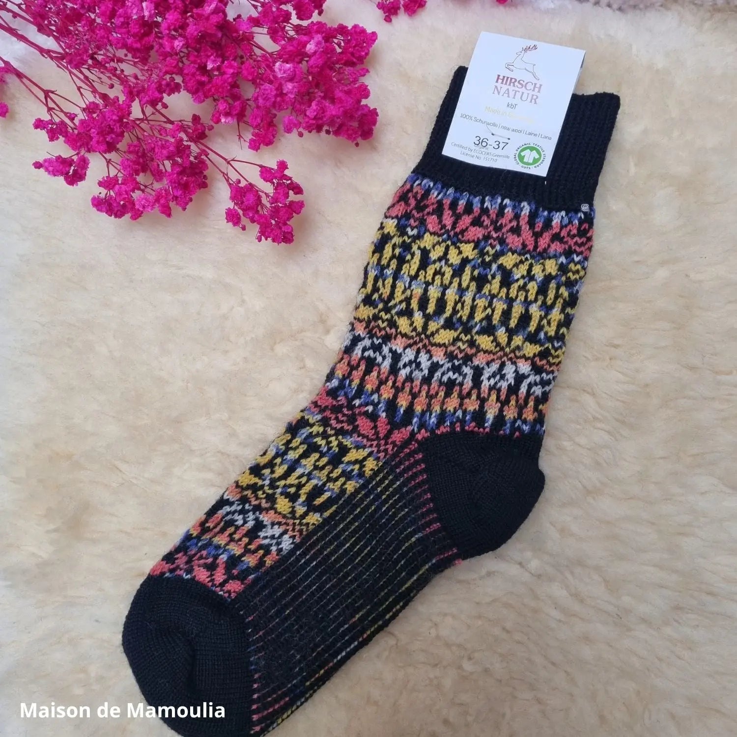 Hirsch Natur - Adult Thick Norwegian Socks - 100% Wool