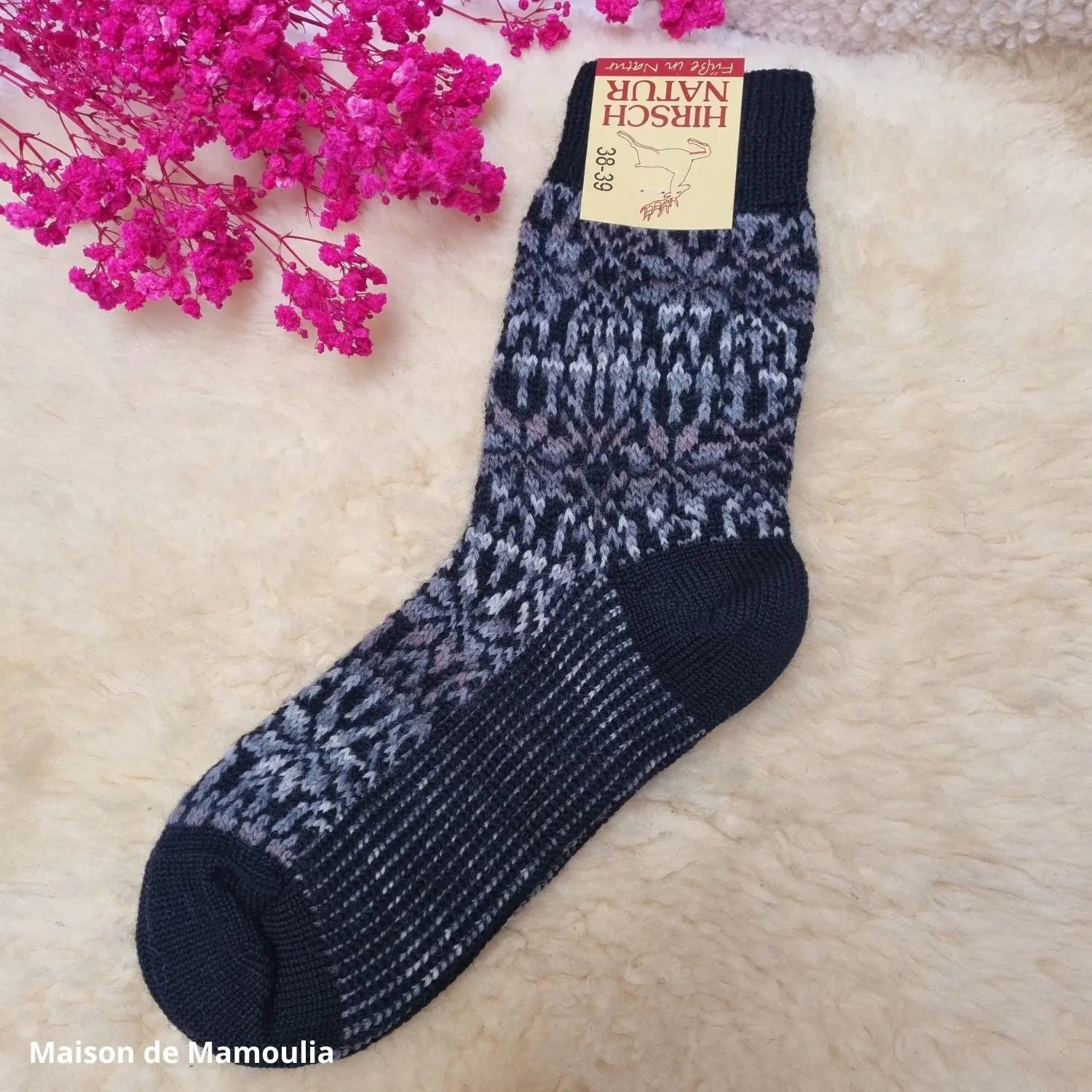 Hirsch Natur - Adult Thick Norwegian Socks - 100% Wool