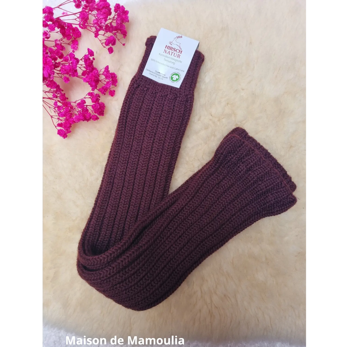 Hirsch Natur - Jambières / guêtres épaisses – 100 % laine – Adulte