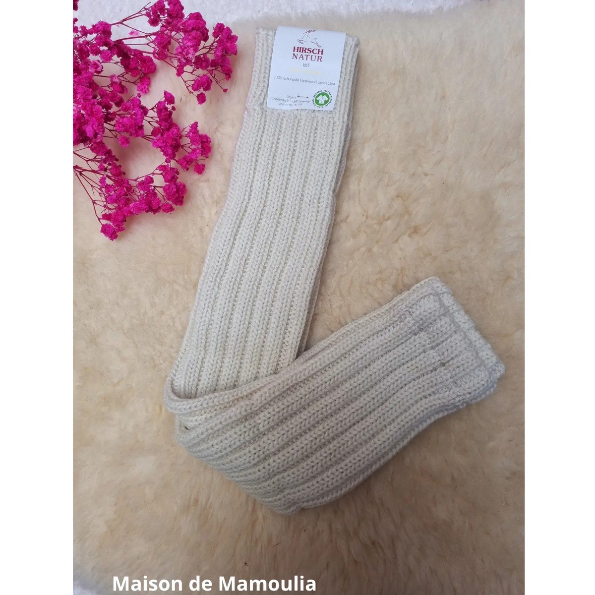 Hirsch Natur - Jambières / guêtres épaisses – 100 % laine – Adulte