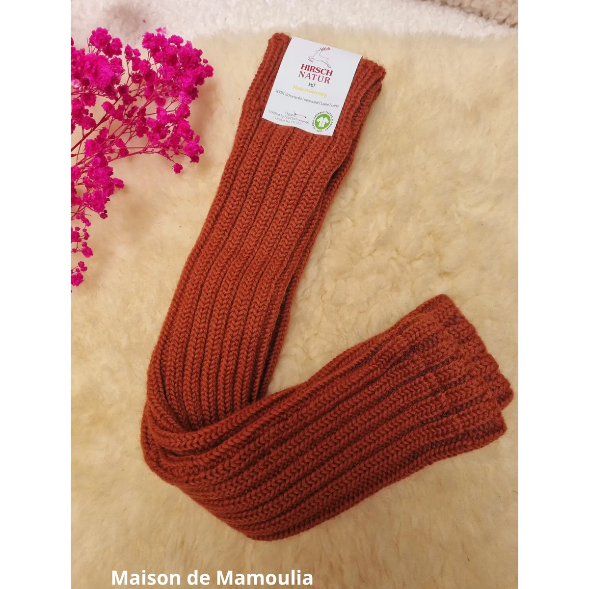 Hirsch Natur - Jambières / guêtres épaisses – 100 % laine – Adulte