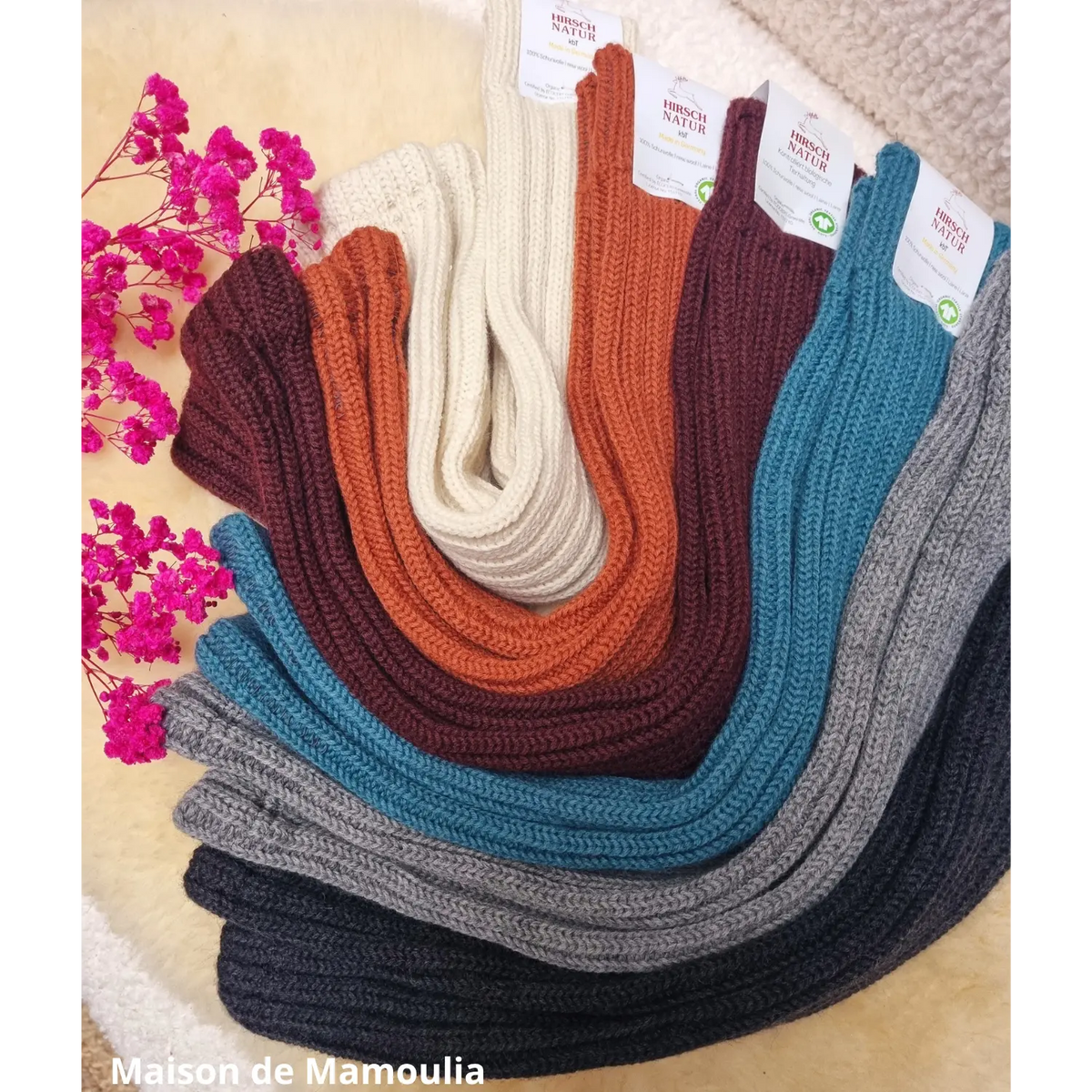 Hirsch Natur - Jambières / guêtres épaisses – 100 % laine – Adulte
