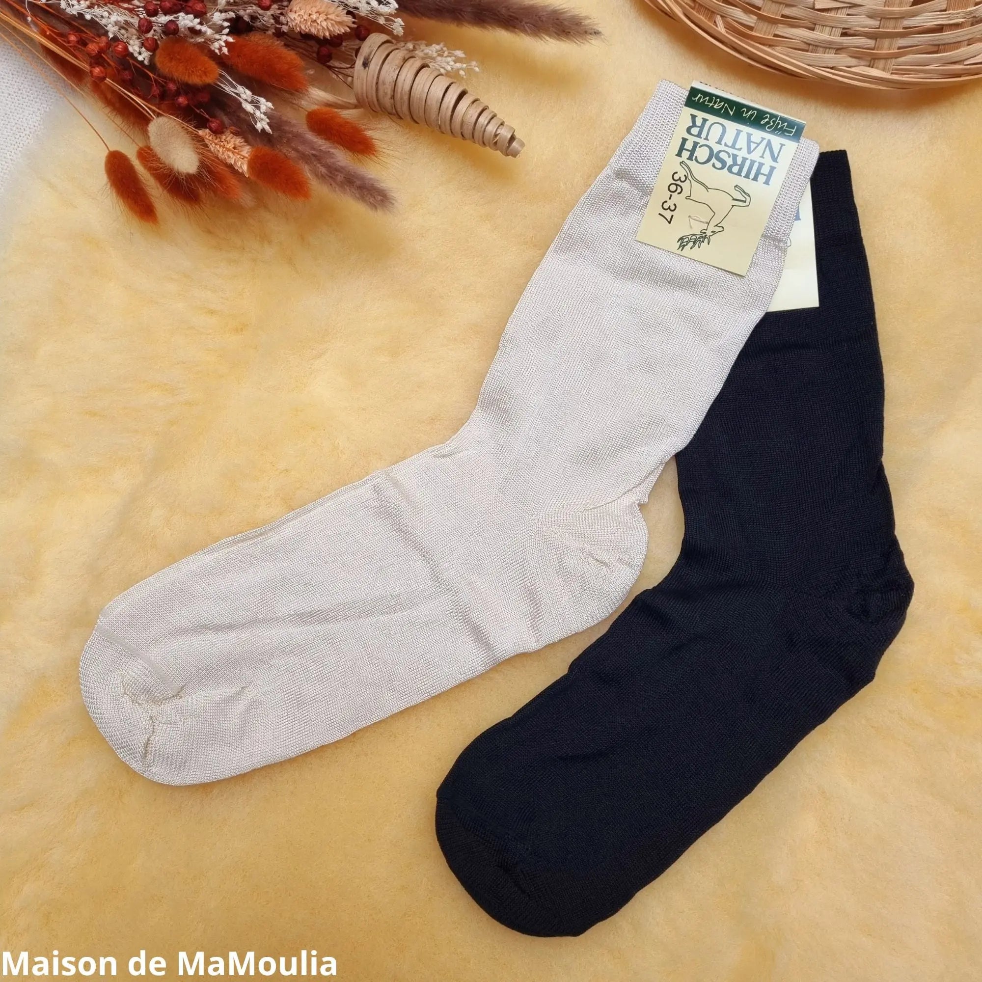 Hirsch Natur - Chaussettes extra-fines adulte – 100 % soie Hirsch Natur
