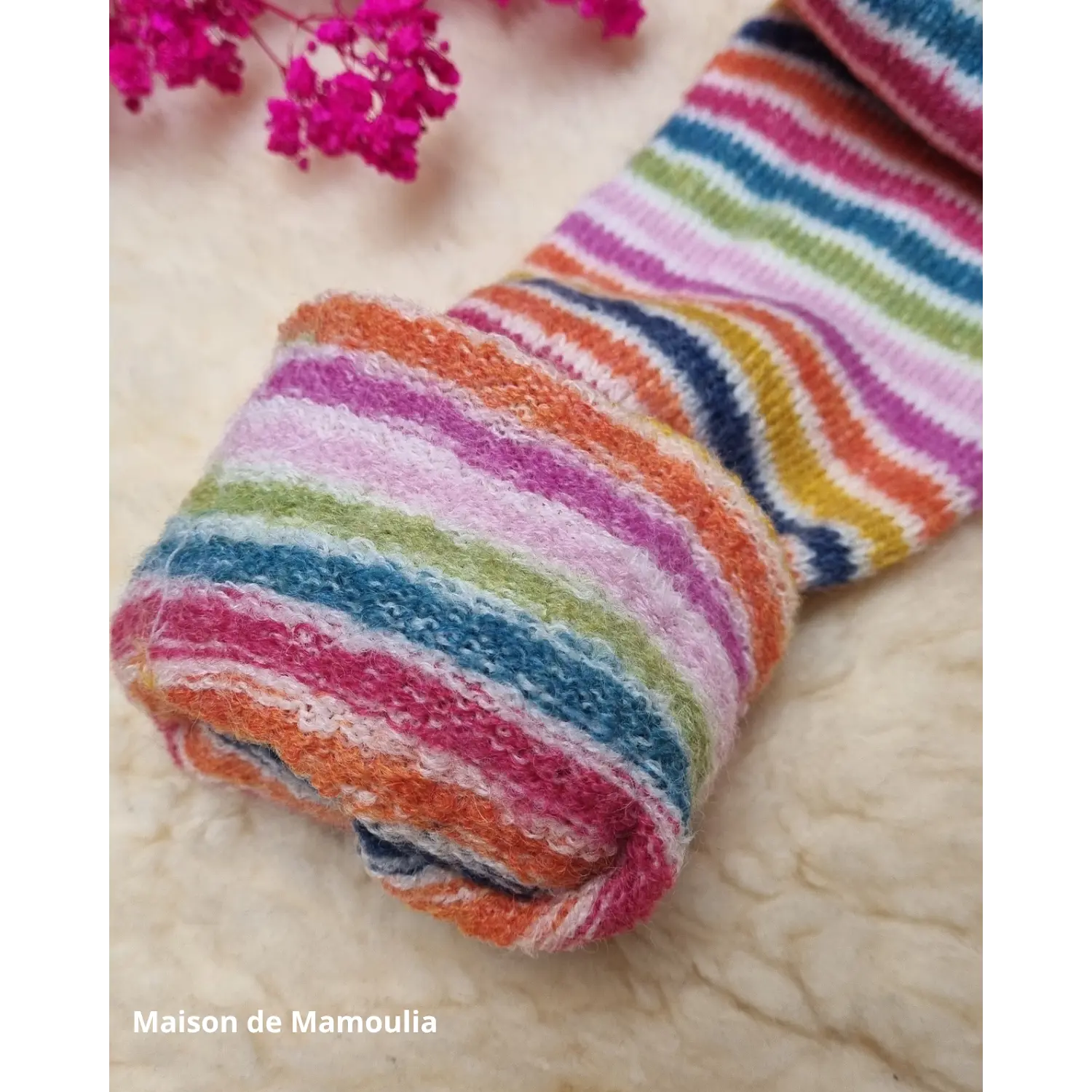 Hirsch Natur - Jambières Arc-en-ciel "bouclette" – 100 % laine – Adulte