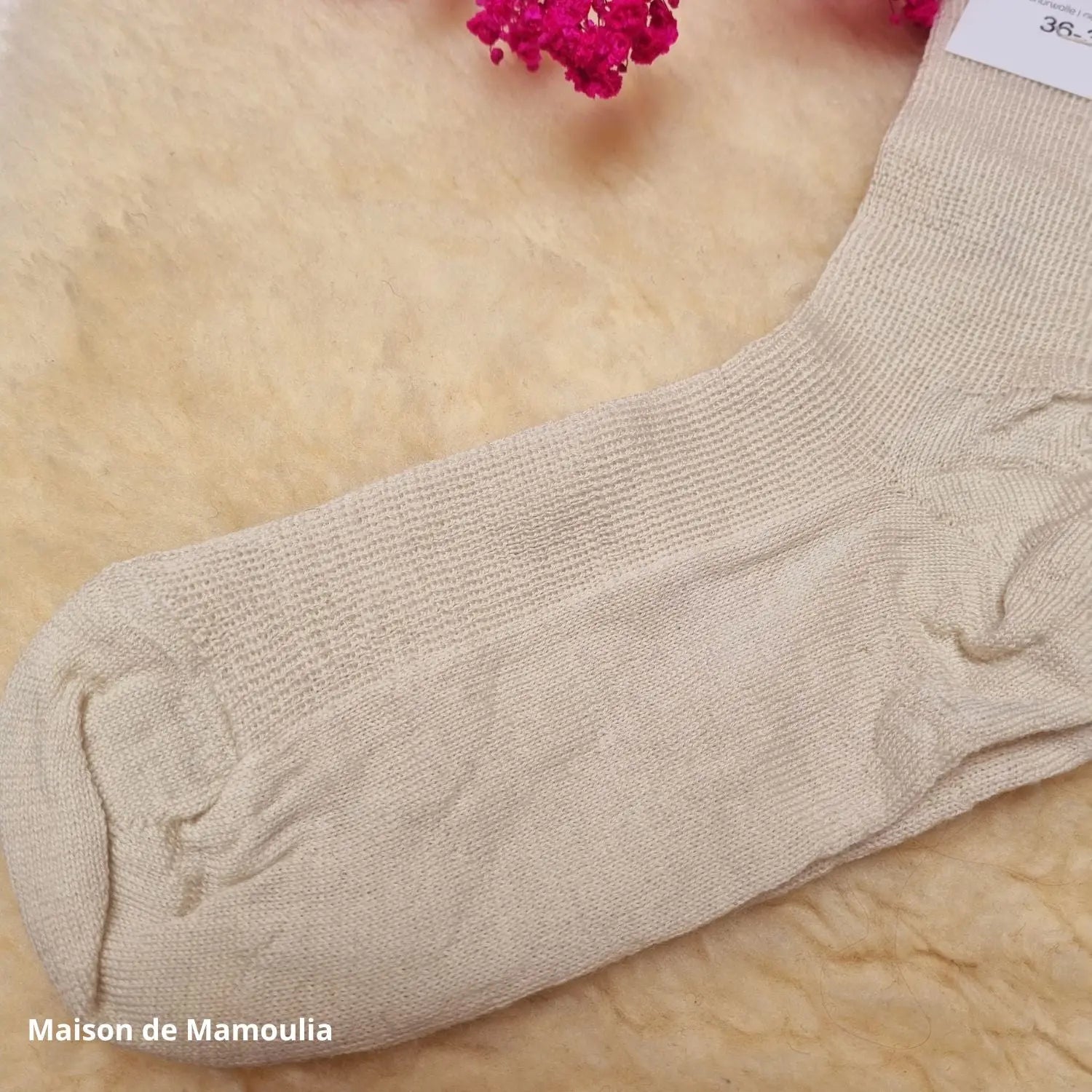 Hirsch Natur - Adult non-slip socks - 100% wool