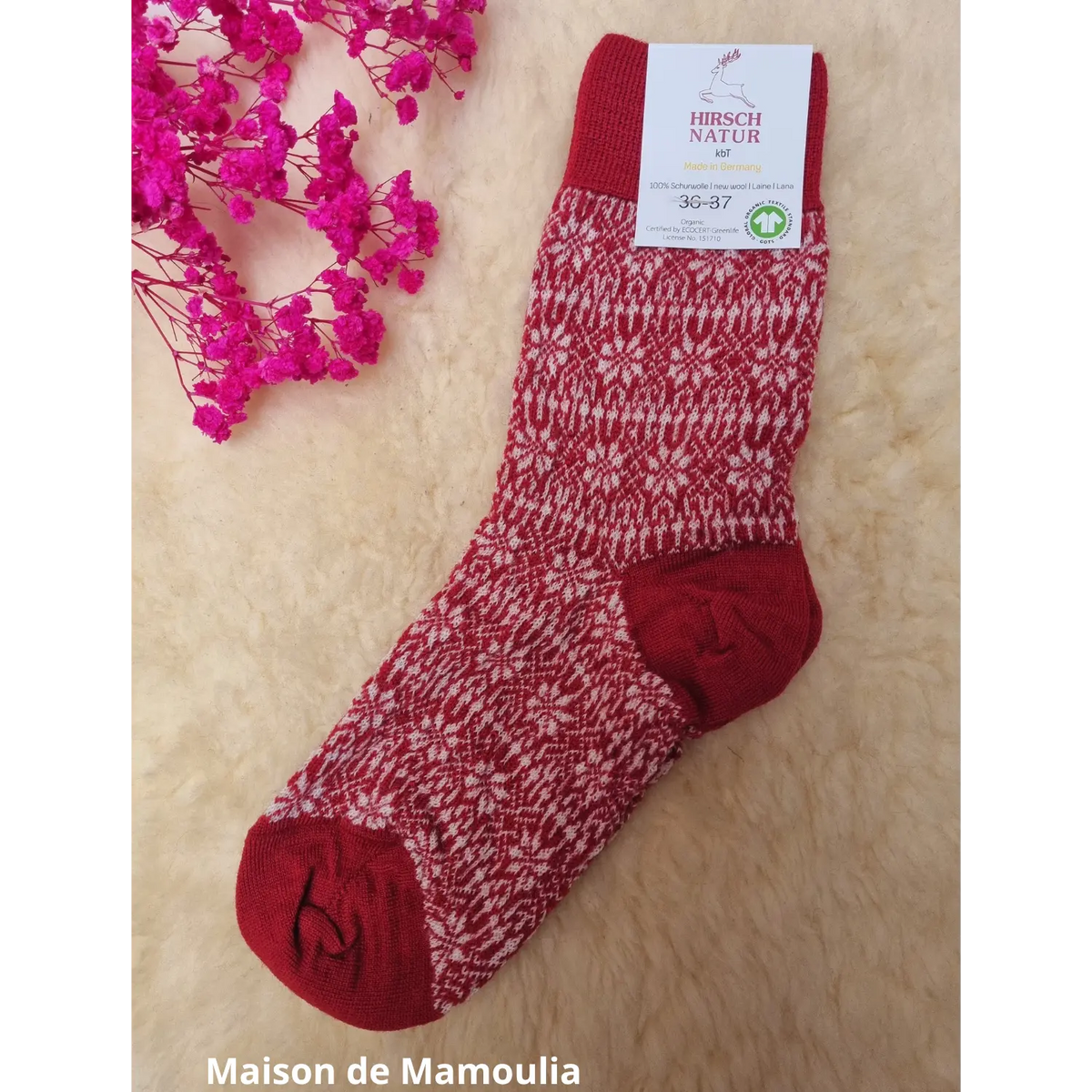 Hirsch Natur – Chaussettes norvégiennes adulte – 100 % laine – Fines