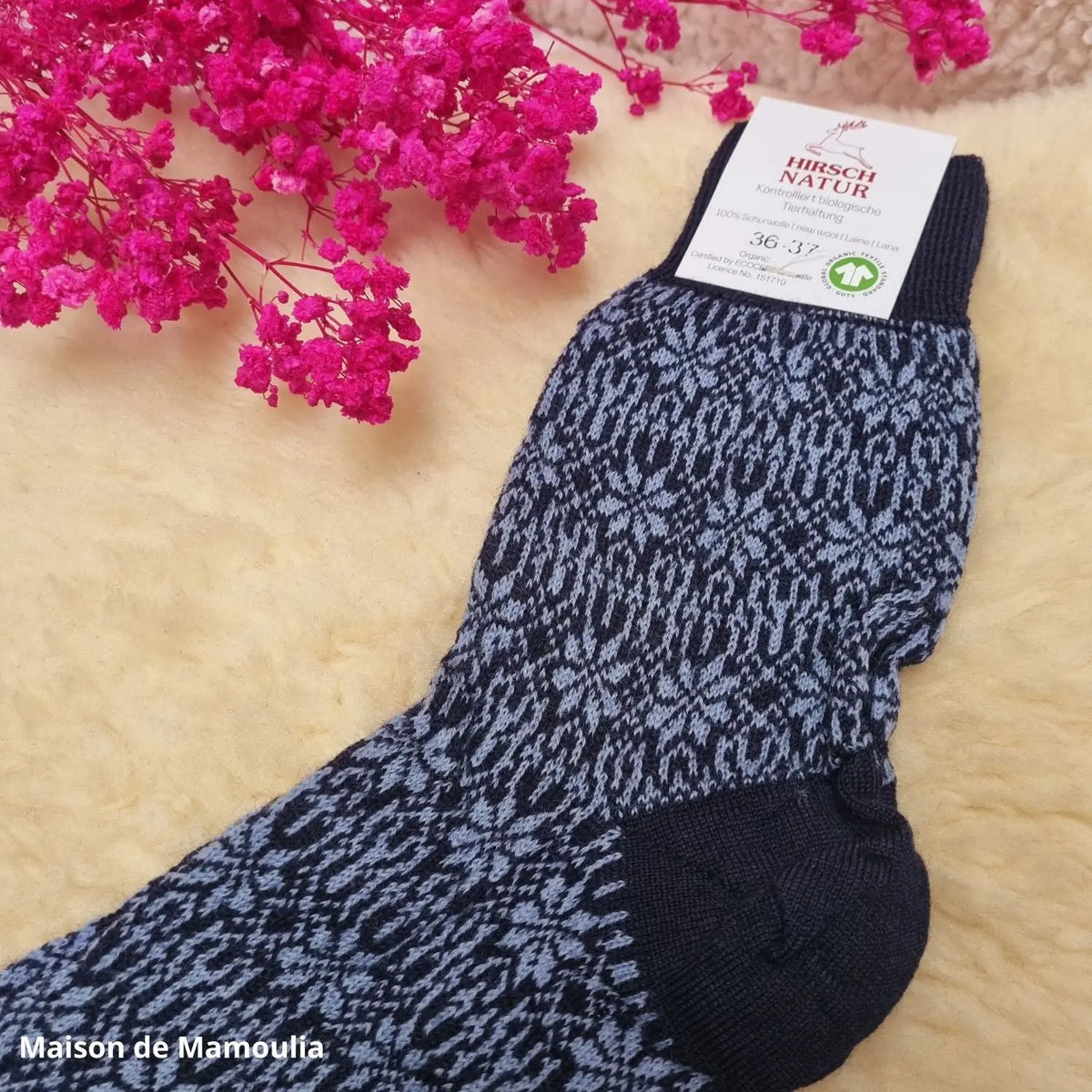Hirsch Natur – Chaussettes norvégiennes adulte – 100 % laine – Fines