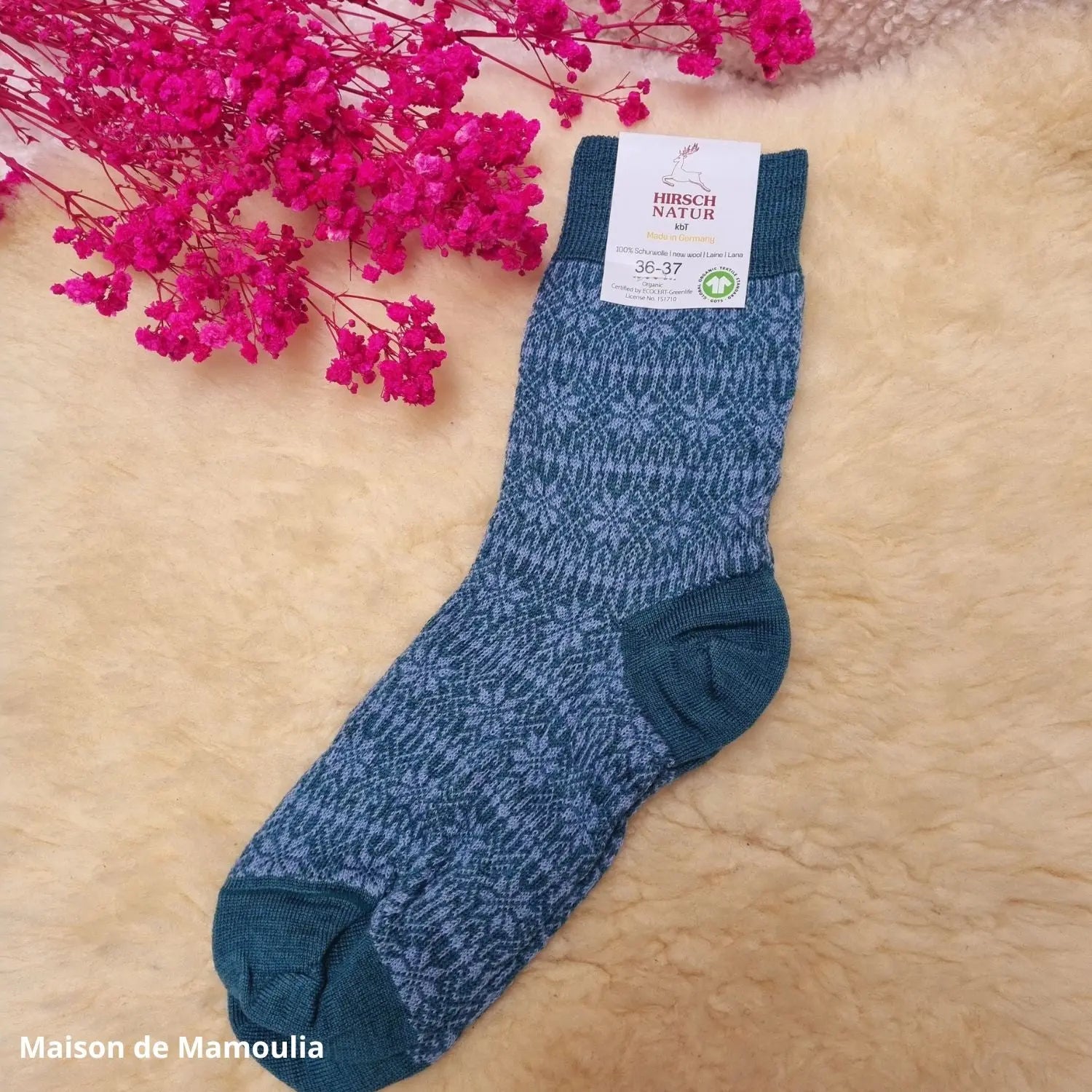 Hirsch Natur – Chaussettes norvégiennes adulte – 100 % laine – Fines