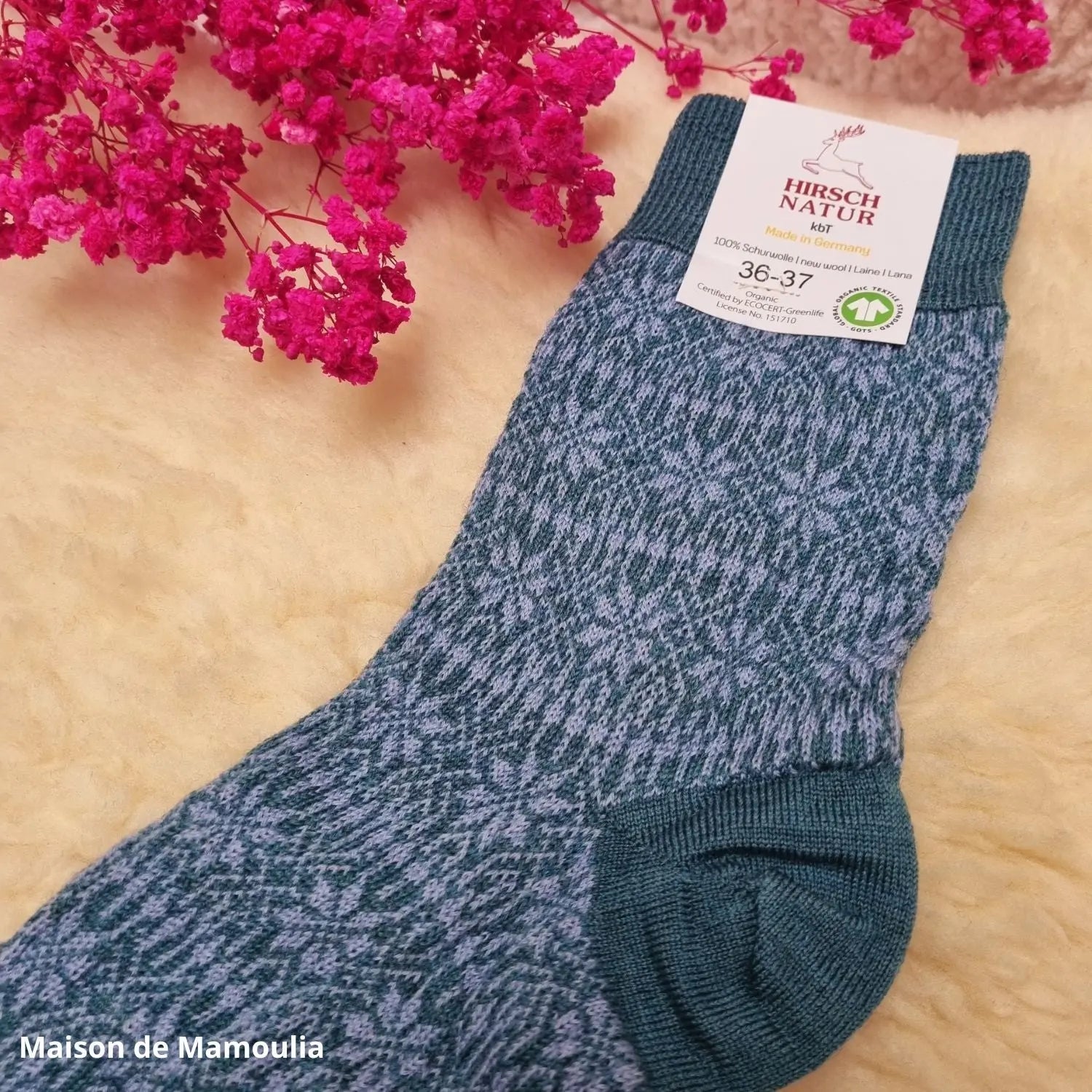 Hirsch Natur – Chaussettes norvégiennes adulte – 100 % laine – Fines