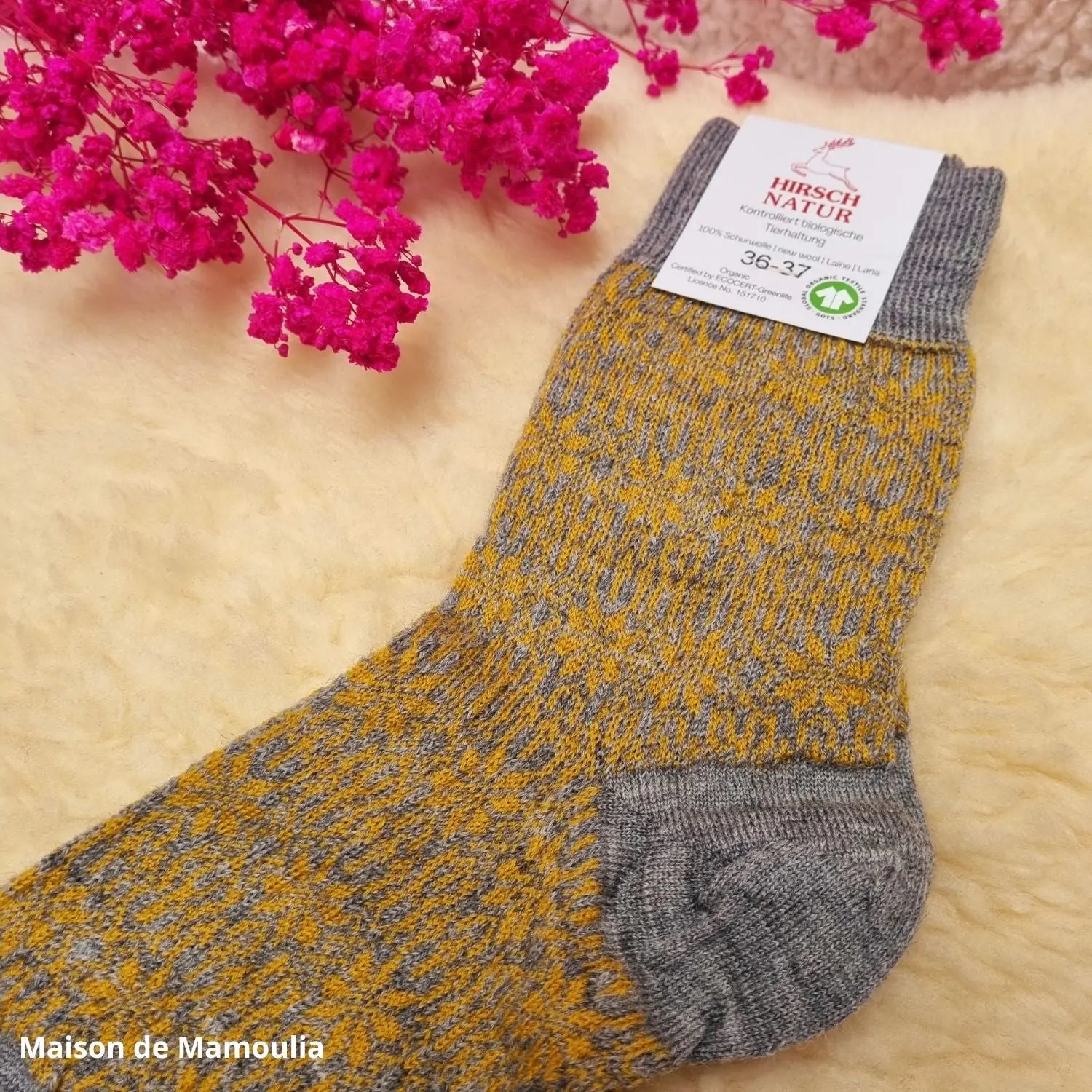 Hirsch Natur – Chaussettes norvégiennes adulte – 100 % laine – Fines