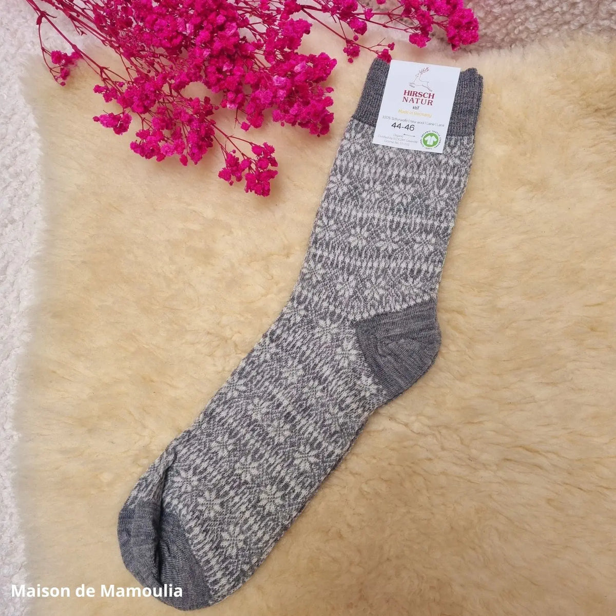 Hirsch Natur – Chaussettes norvégiennes adulte – 100 % laine – Fines
