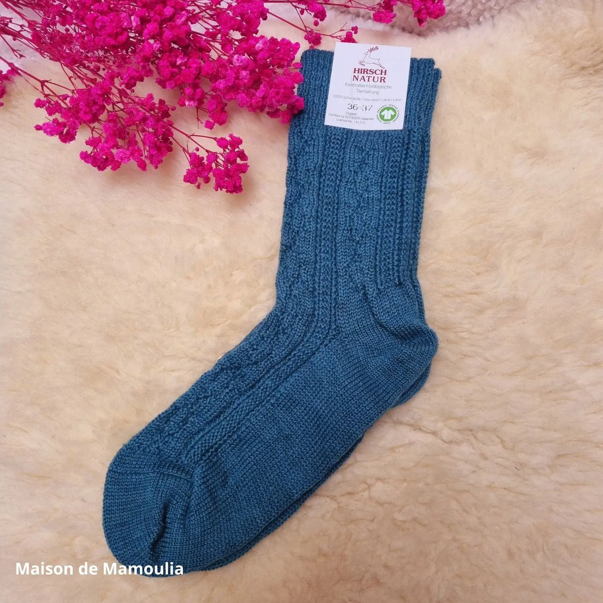 Hirsch Natur - Adult non-slip socks - 100% wool