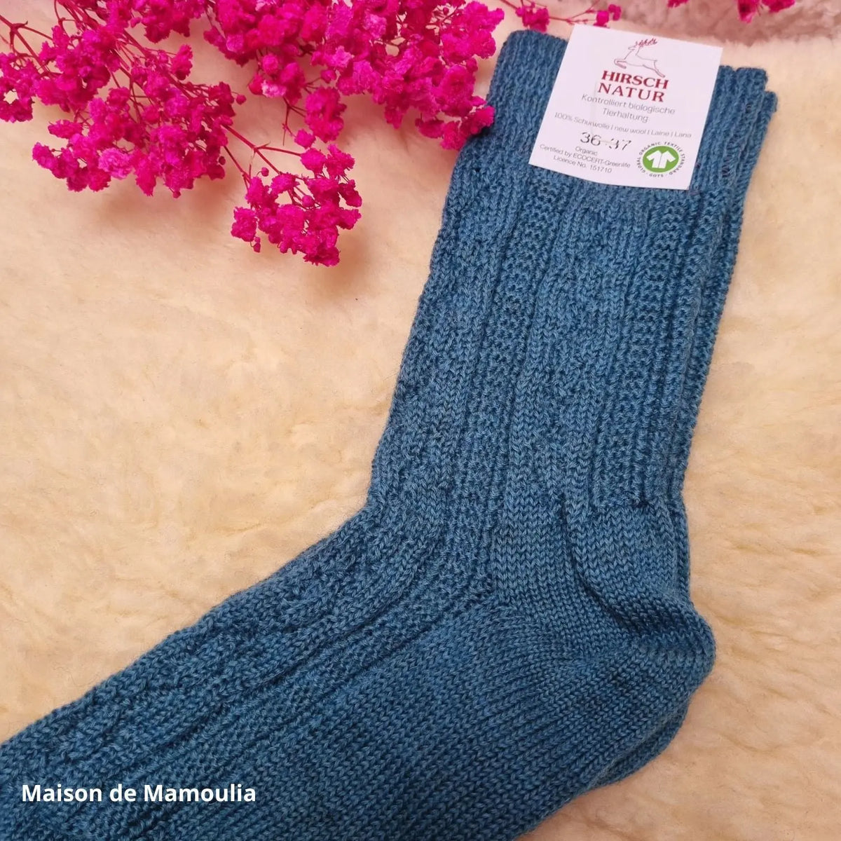 Hirsch Natur - Adult non-slip socks - 100% wool