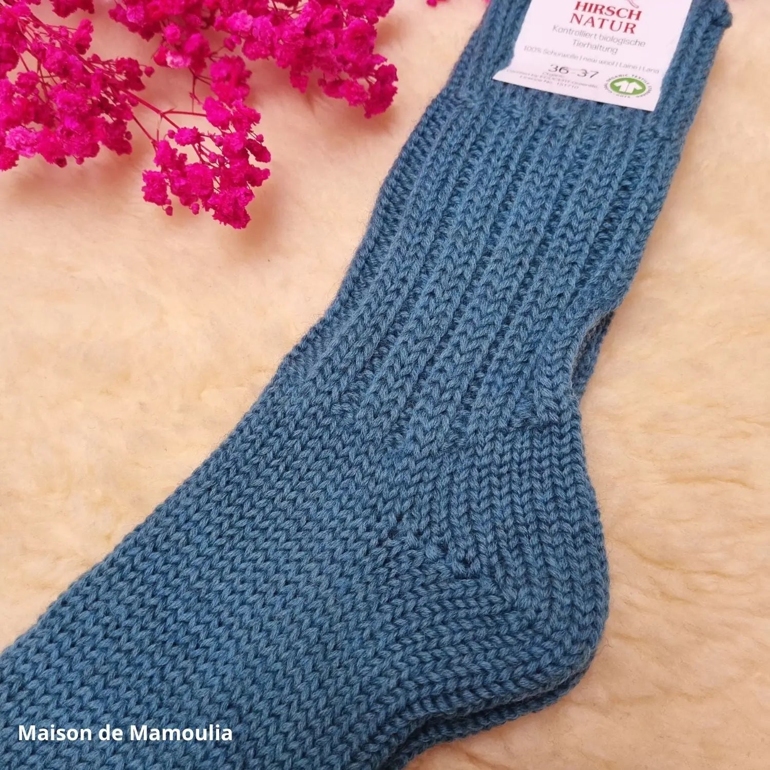 Hirsch Natur - Adult non-slip socks - 100% wool