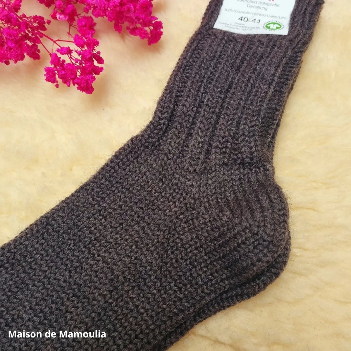 Hirsch Natur - Adult non-slip socks - 100% wool