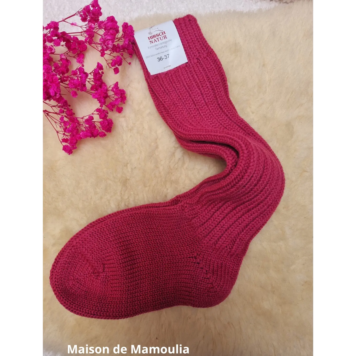 Hirsch Natur – Chaussettes hautes / mi-bas adulte épais – 100 % laine