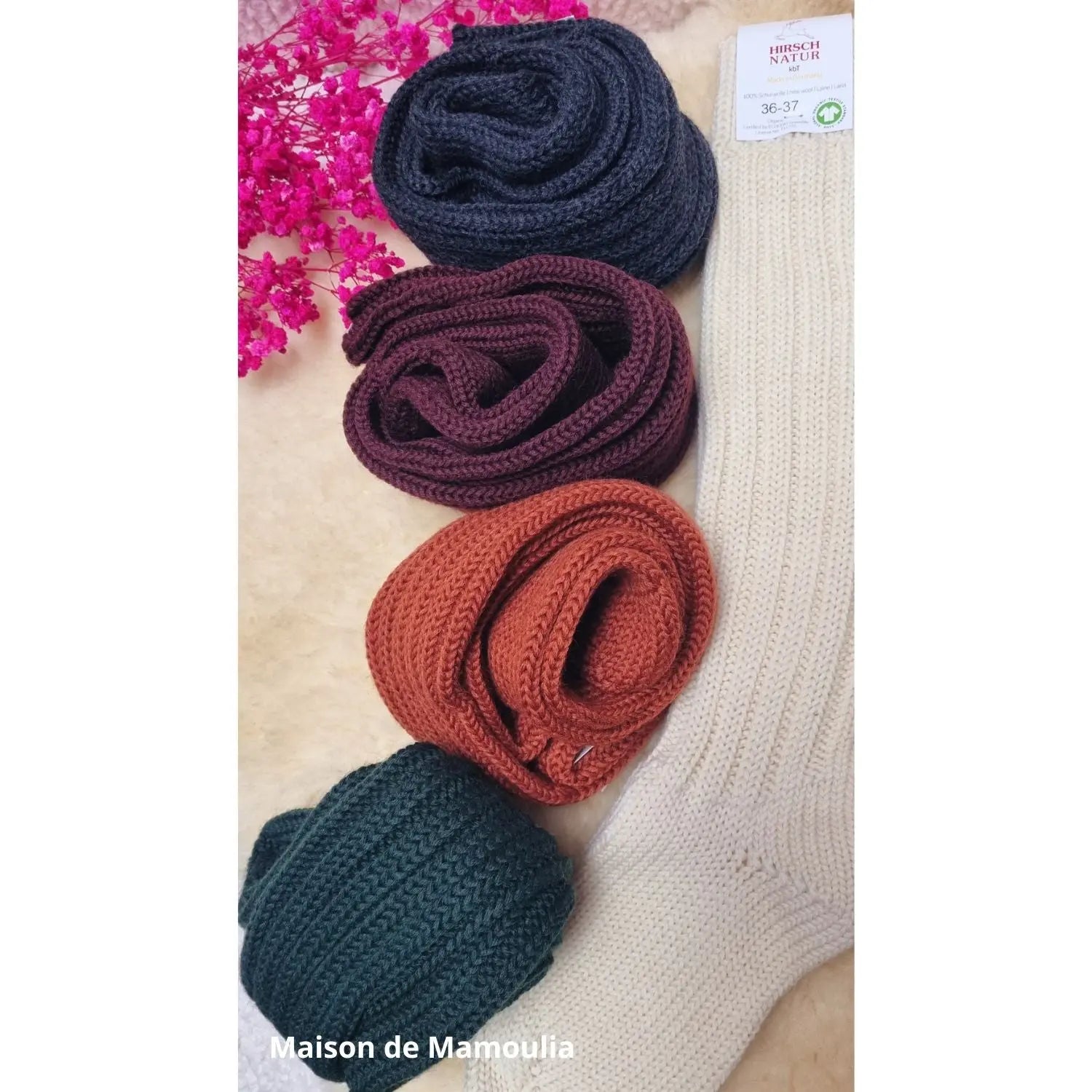Hirsch Natur - Adult Thick Norwegian Socks - 100% Wool