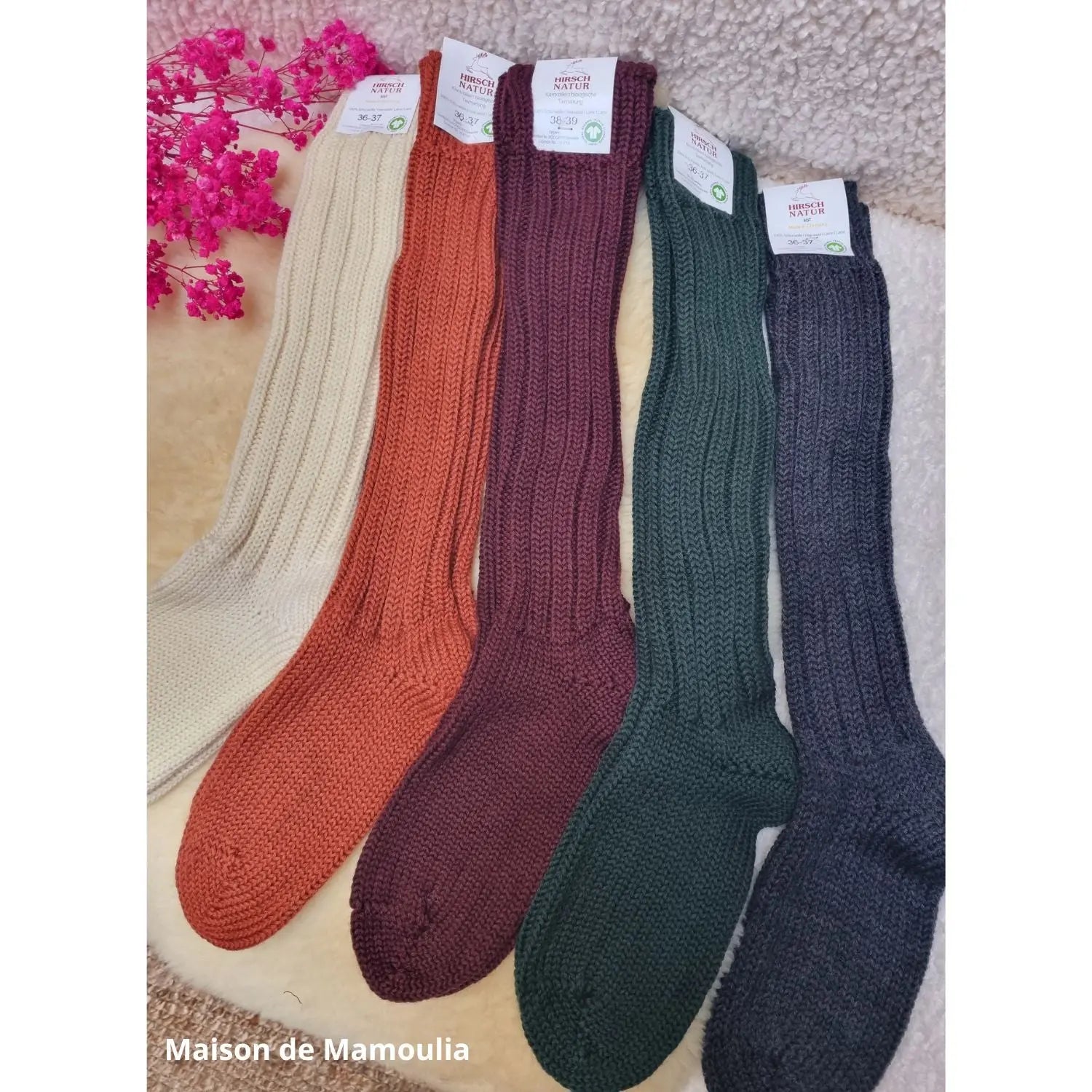 Hirsch Natur - Adult Thick Norwegian Socks - 100% Wool