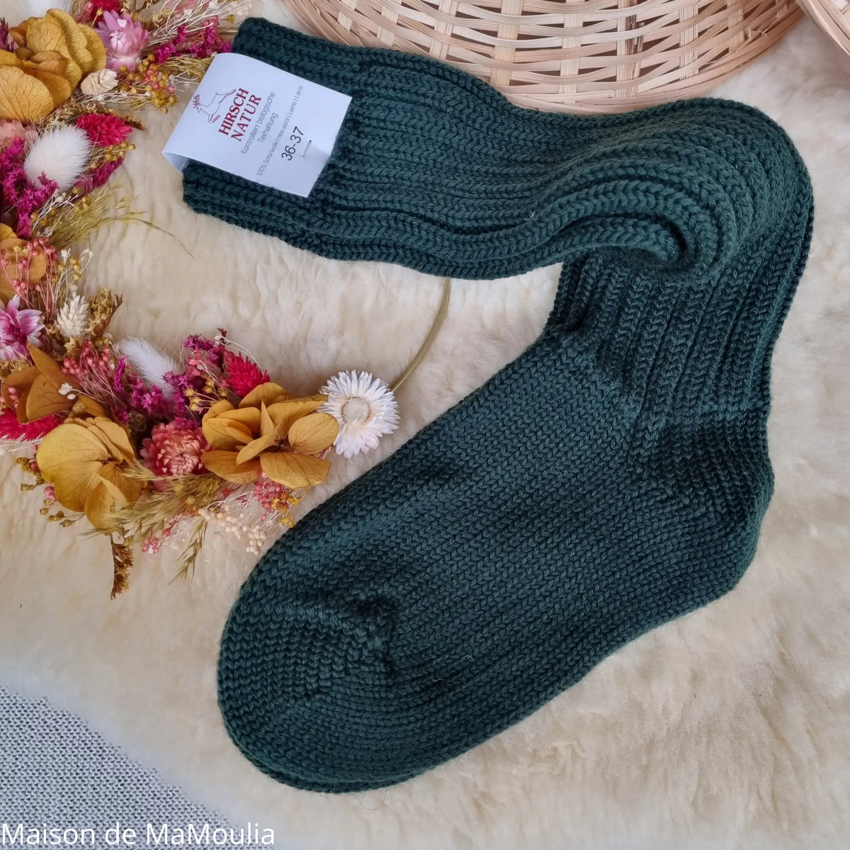 Hirsch Natur - Adult Thick Norwegian Socks - 100% Wool