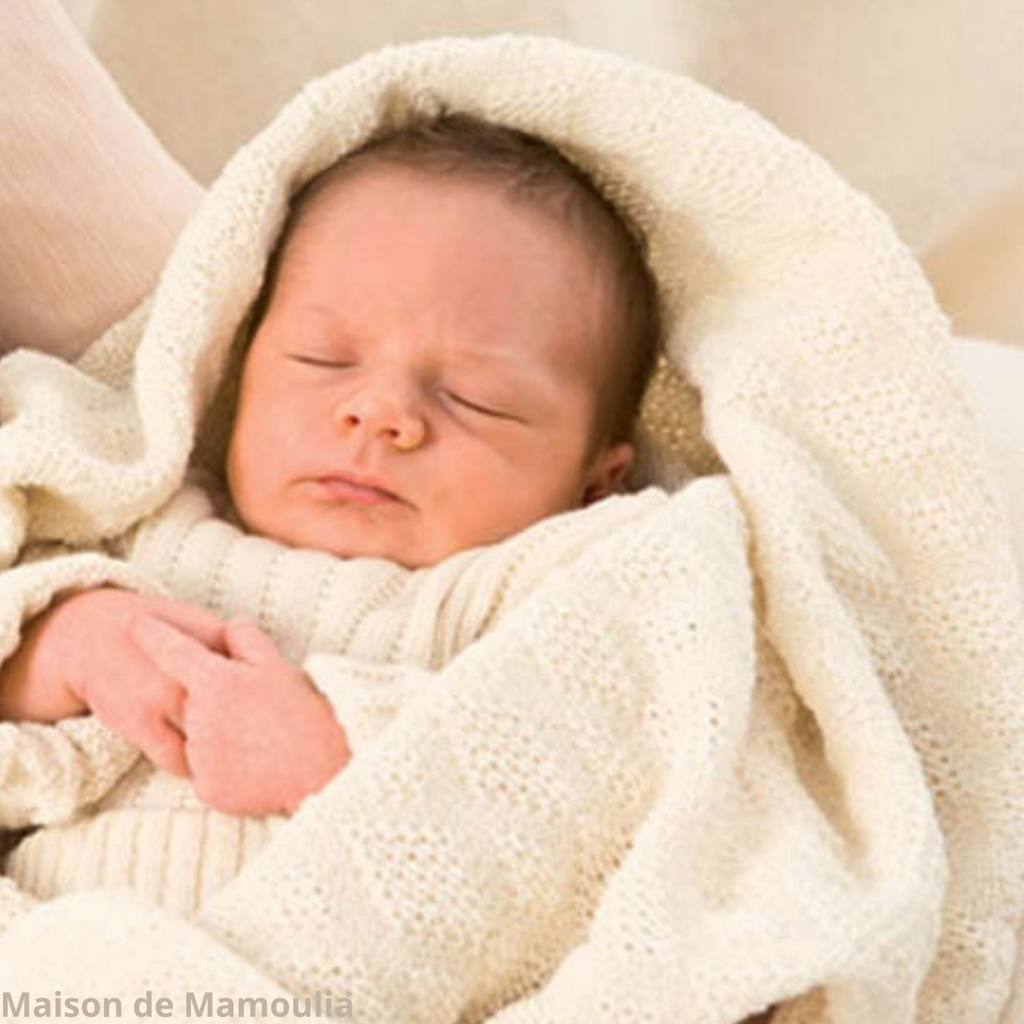 Disana - Couverture bébé laine tricotée 80x100 cm - Originale