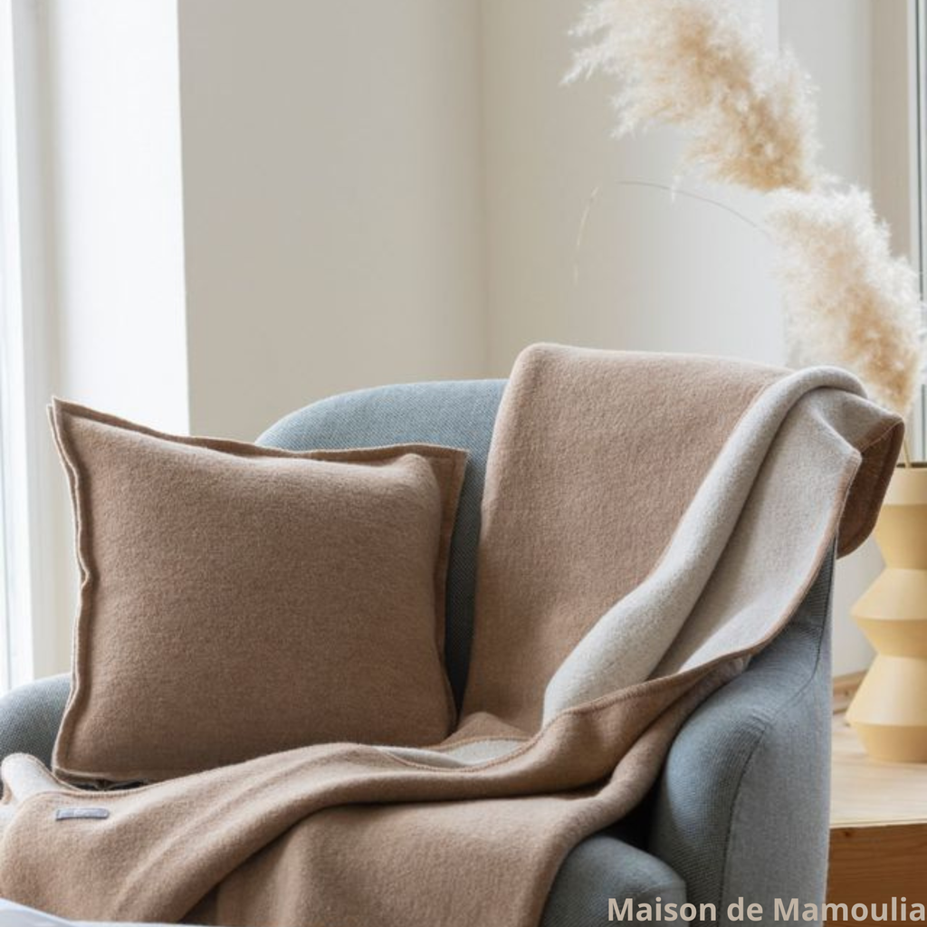 Disana - Couverture laine bouillie 135×200 cm - Double face