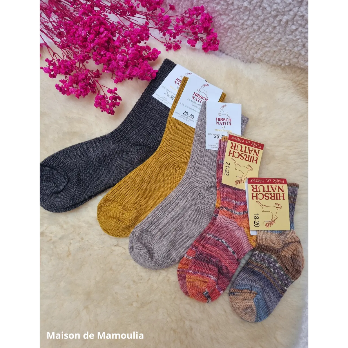 Hirsch Natur - Thick Children's Socks - 100% Wool