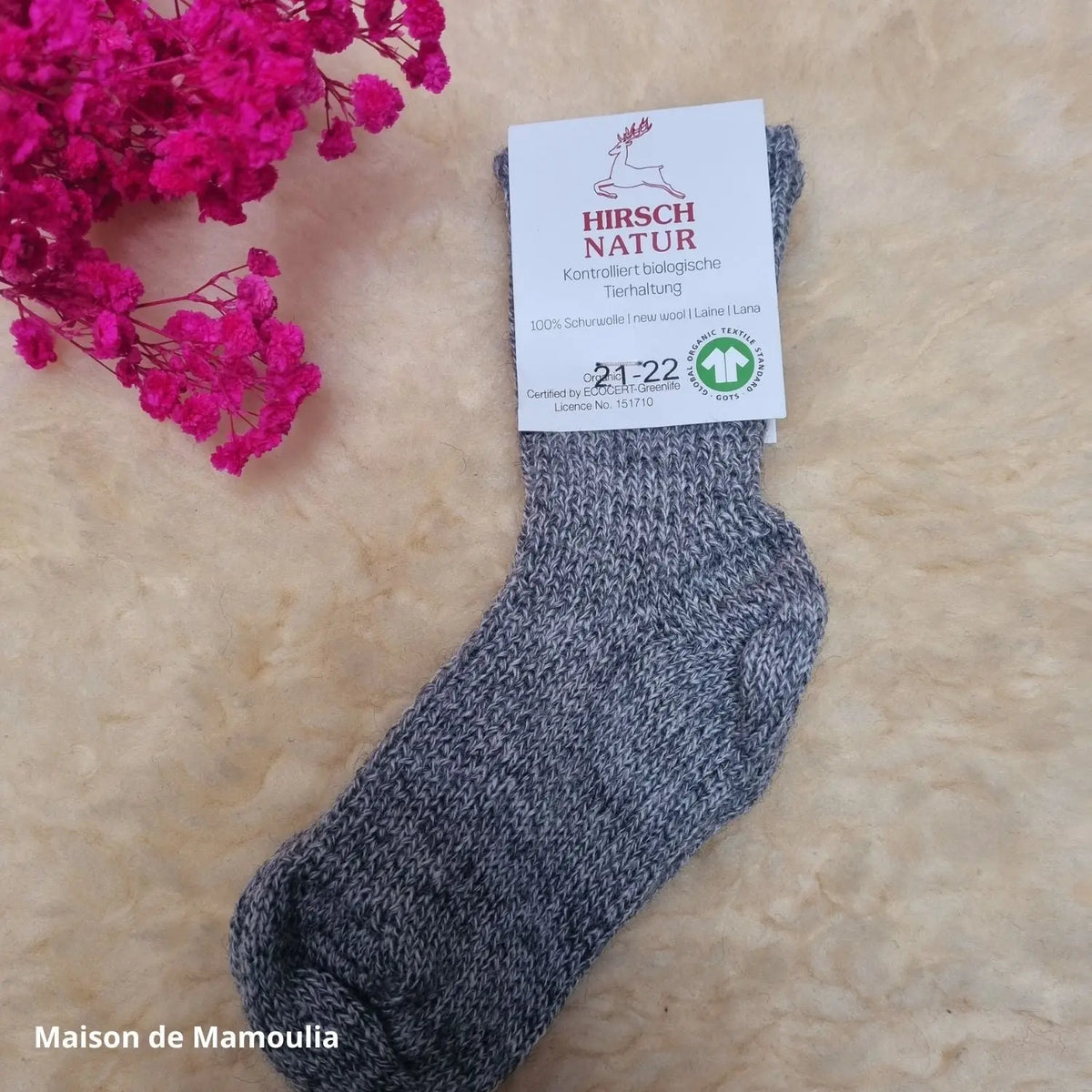 Hirsch Natur - Chaussettes épaisses enfant – 100 % laine