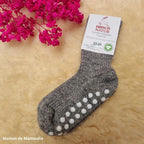 Hirsch Natur - Chaussettes antidérapantes enfant – 100 % laine
