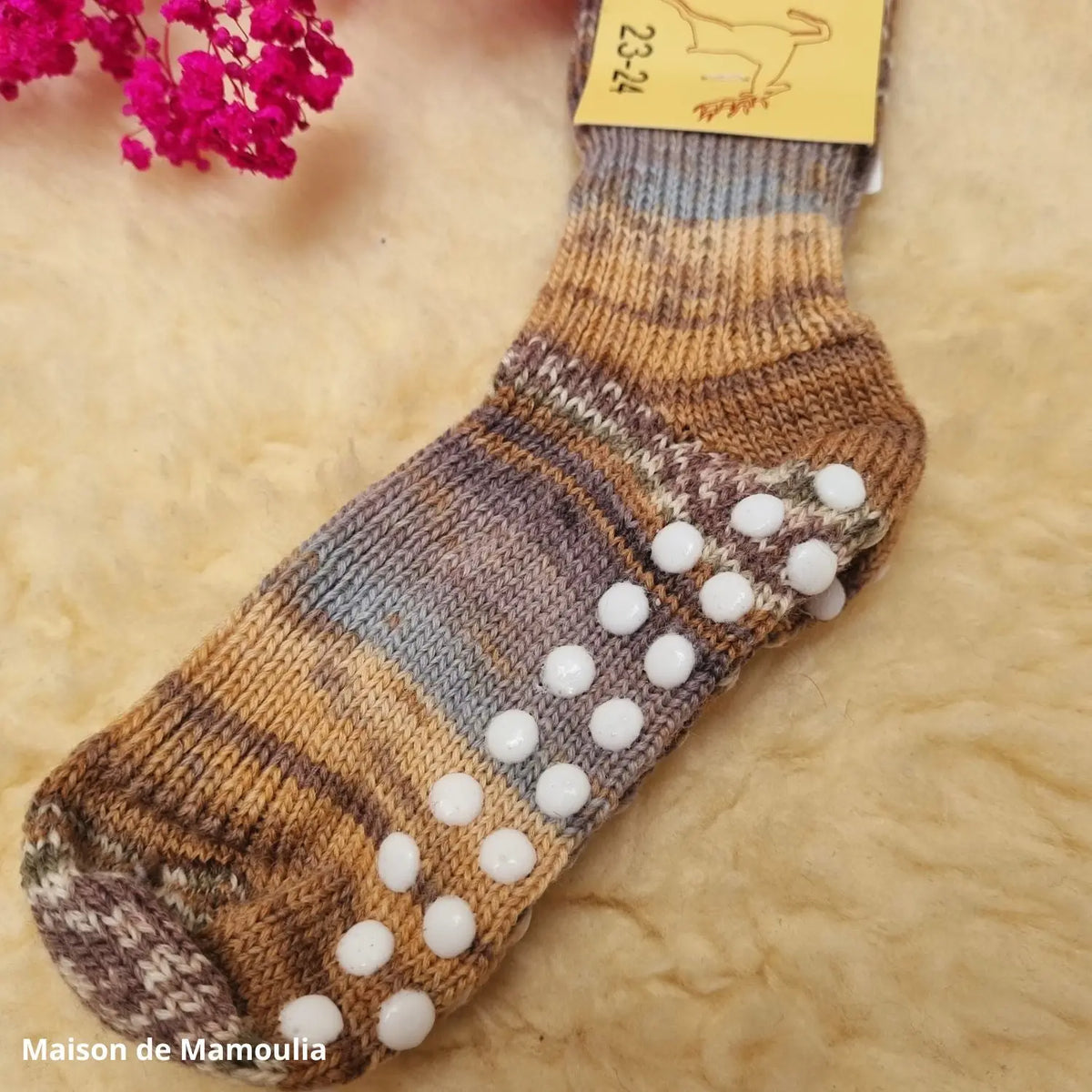 Hirsch Natur - Chaussettes antidérapantes enfant – 100 % laine