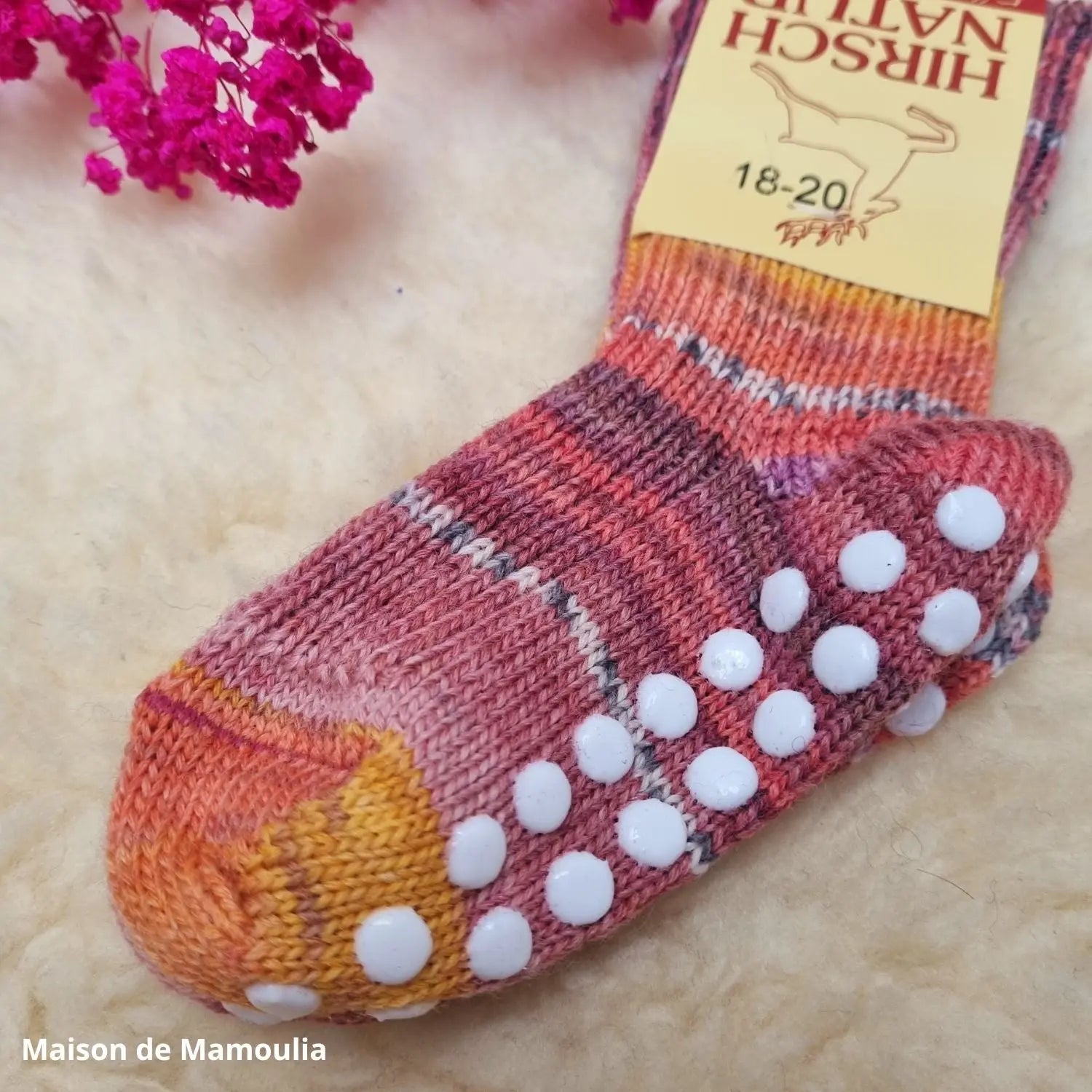 Hirsch Natur - Chaussettes antidérapantes enfant – 100 % laine