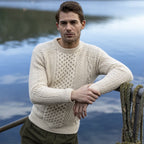Fisherman - Pull homme Aran traditionnel, pure laine Geelong (agneau)