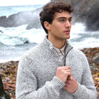 Fisherman - Pull homme col camionneur zippé, mérinos - alpaga