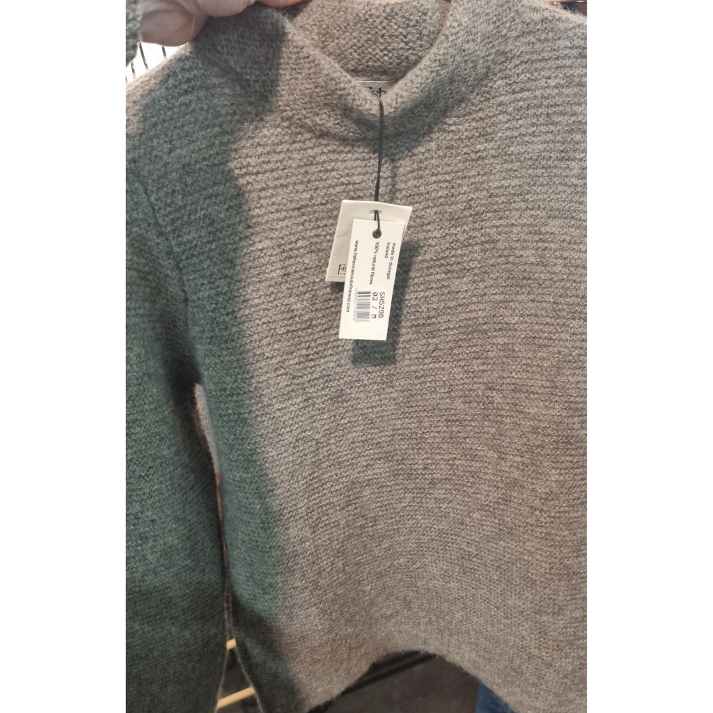 Fisherman - Pull col montant femme en alpaga et laine Highland