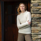 Fisherman - Pull col montant femme en alpaga et laine Highland