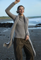 Fisherman - Pull col montant femme en alpaga et laine Highland