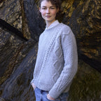 Fisherman - Pull femme col rond Aran en laine Geelong (agneau)