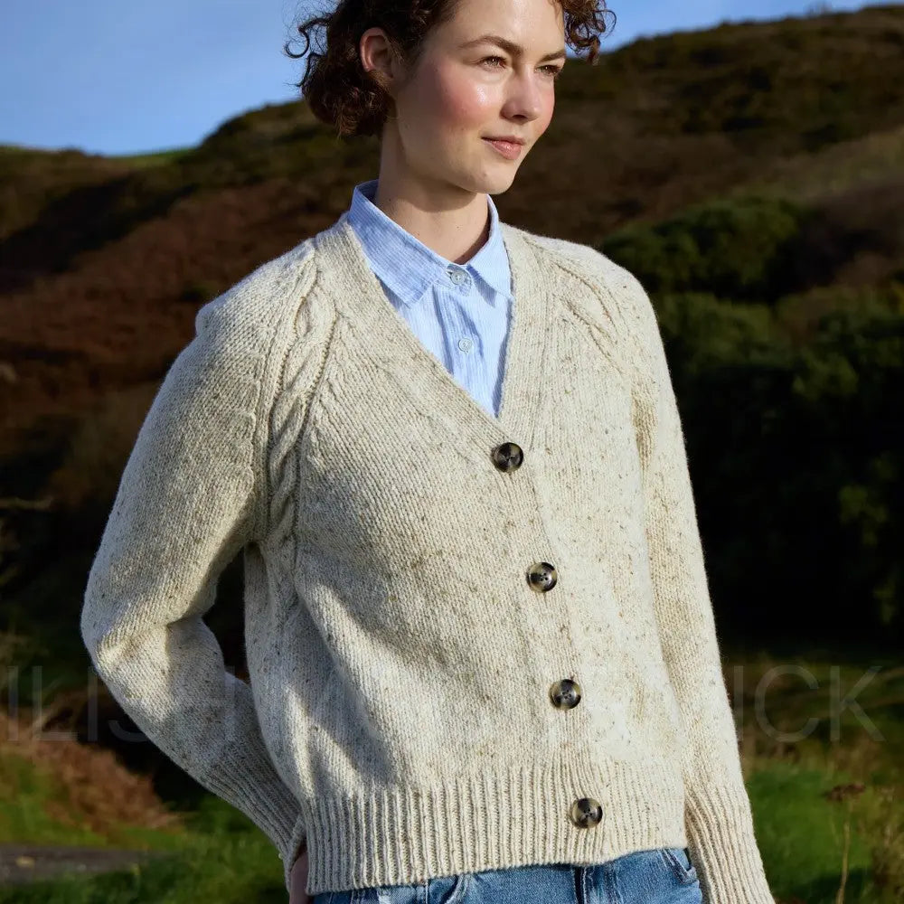 Fisherman - Cardigan raglan femme – Donegal Tweed merinos Fisherman Out of Ireland