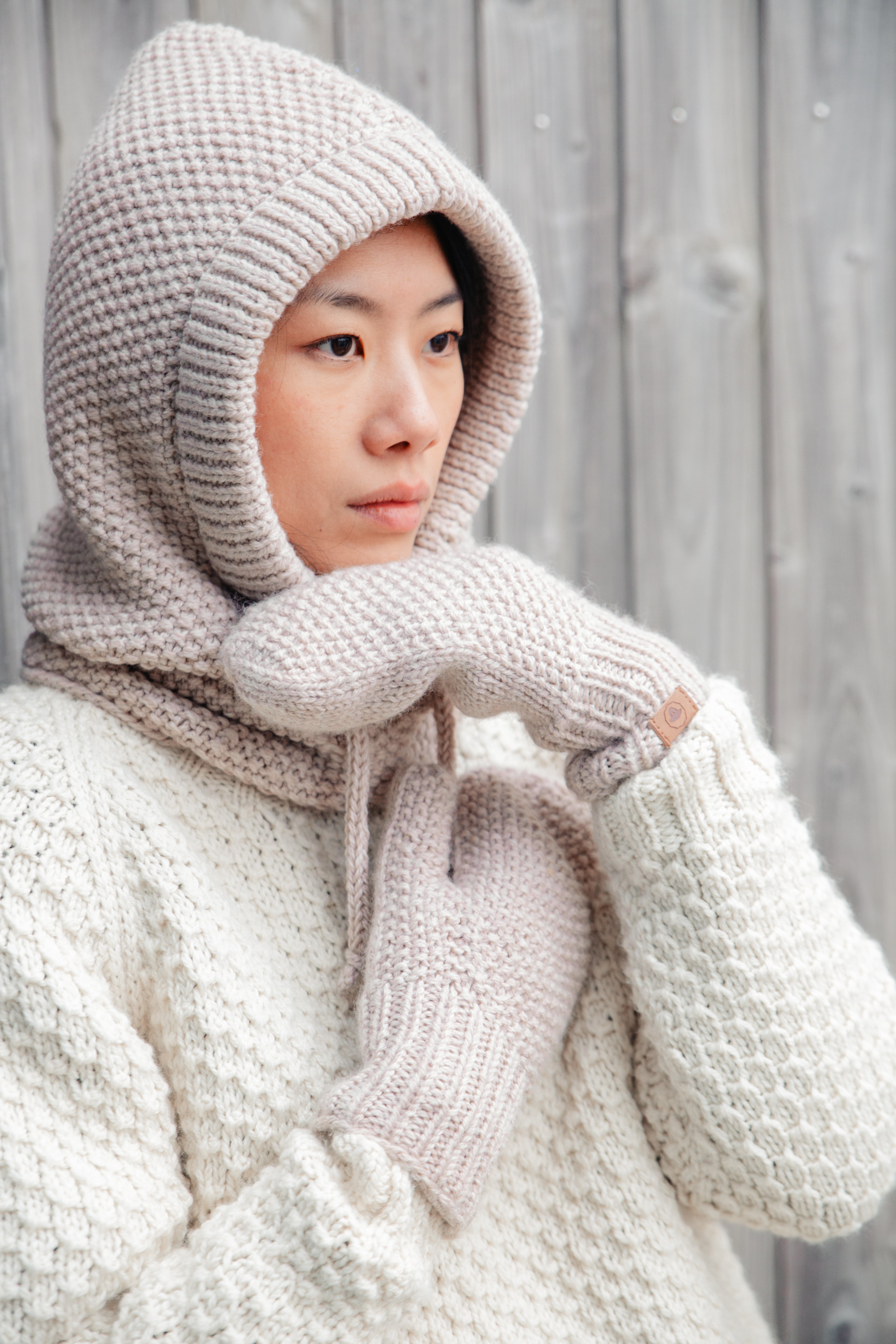 Fuza Wool - Cagoule laine mérinos tricotée main