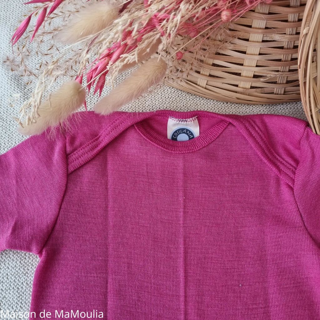 Cosilana - Body bébé manches courtes, laine-soie Cosilana