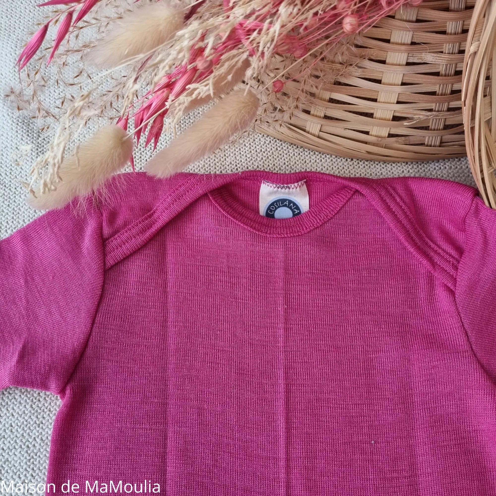 Cosilana - Body bébé manches courtes, laine-soie Cosilana